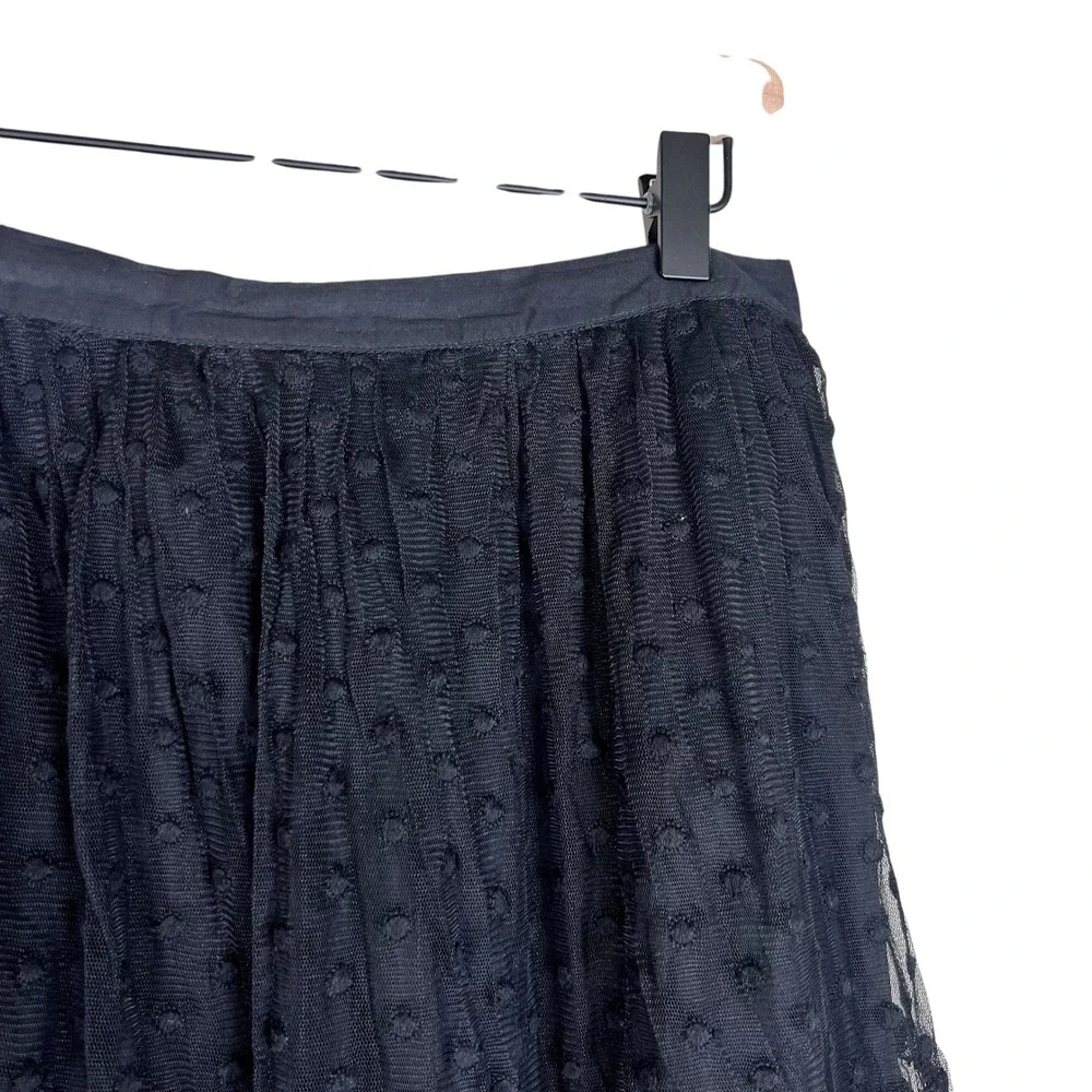 The Great Black Swiss Dot Tulle Maxi Skirt Tiered Mesh Size 3 Large - Picture 2 of 12